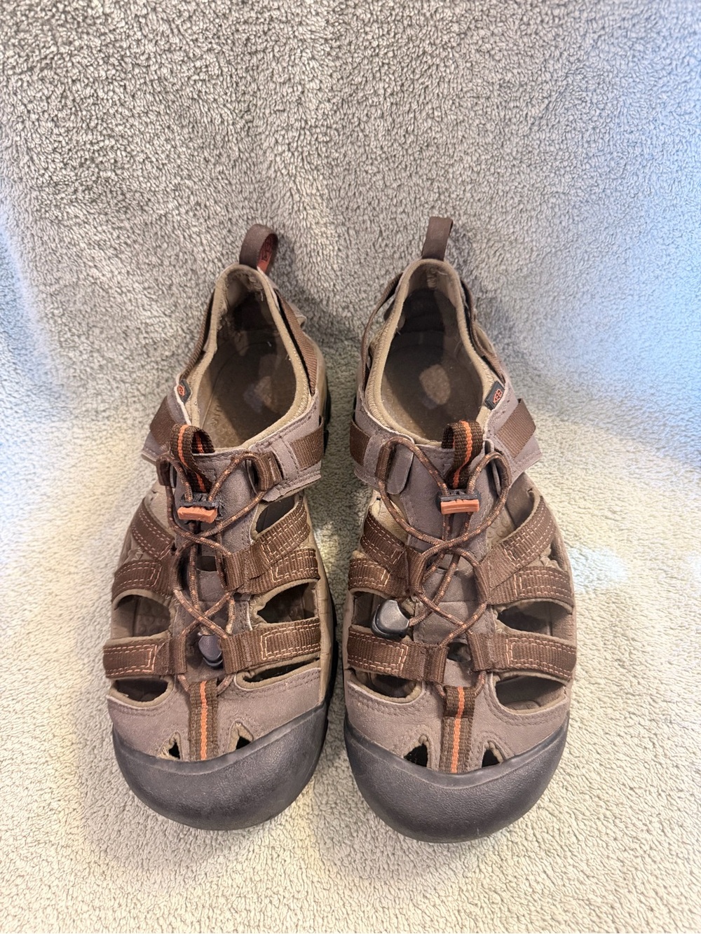 Keen Brown and Orange Men's Closed-Toe Outdoor Sandals